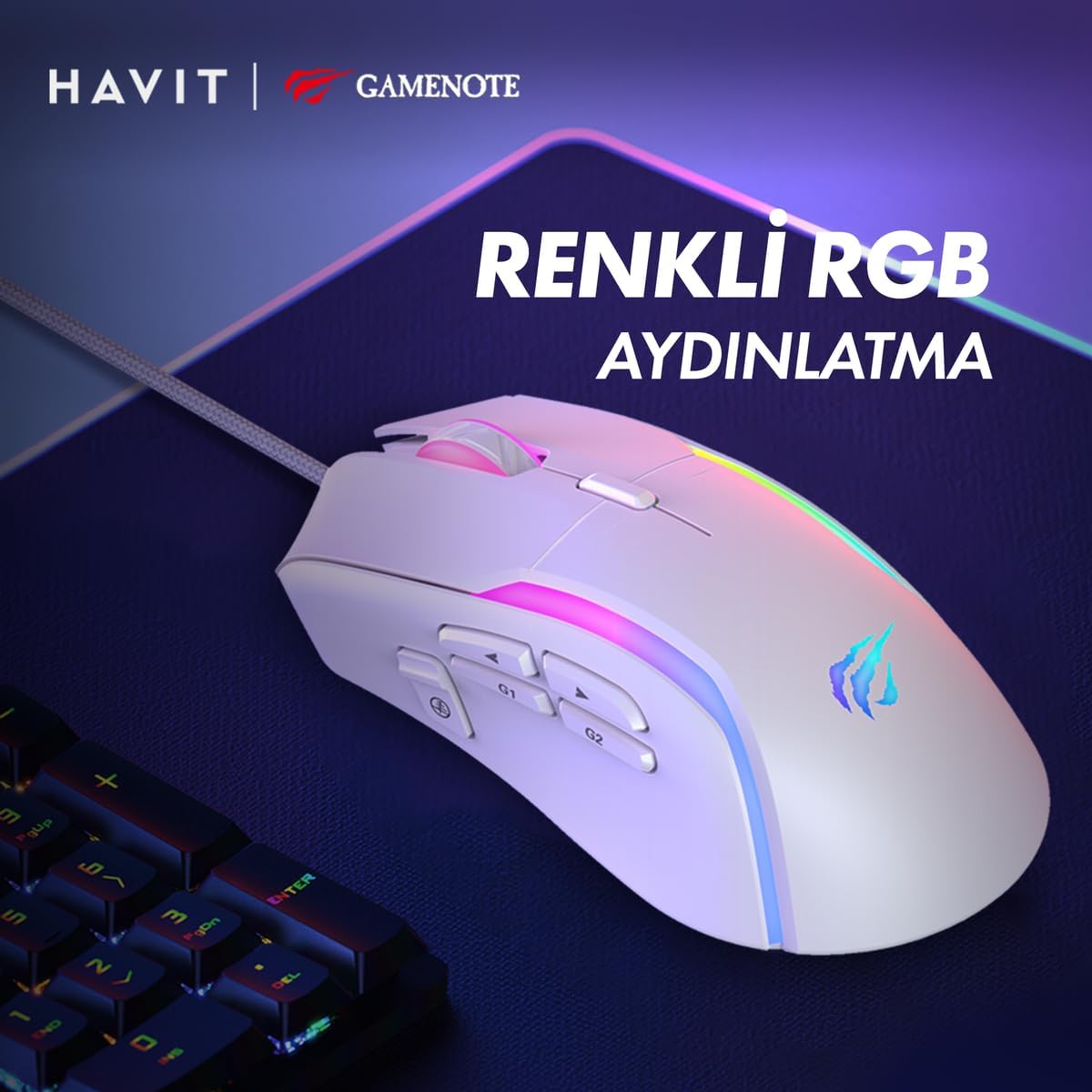 HAVİT GAMENOTE MS1033 RGB GAMİNG BEYAZ OYUNCU MOUSE