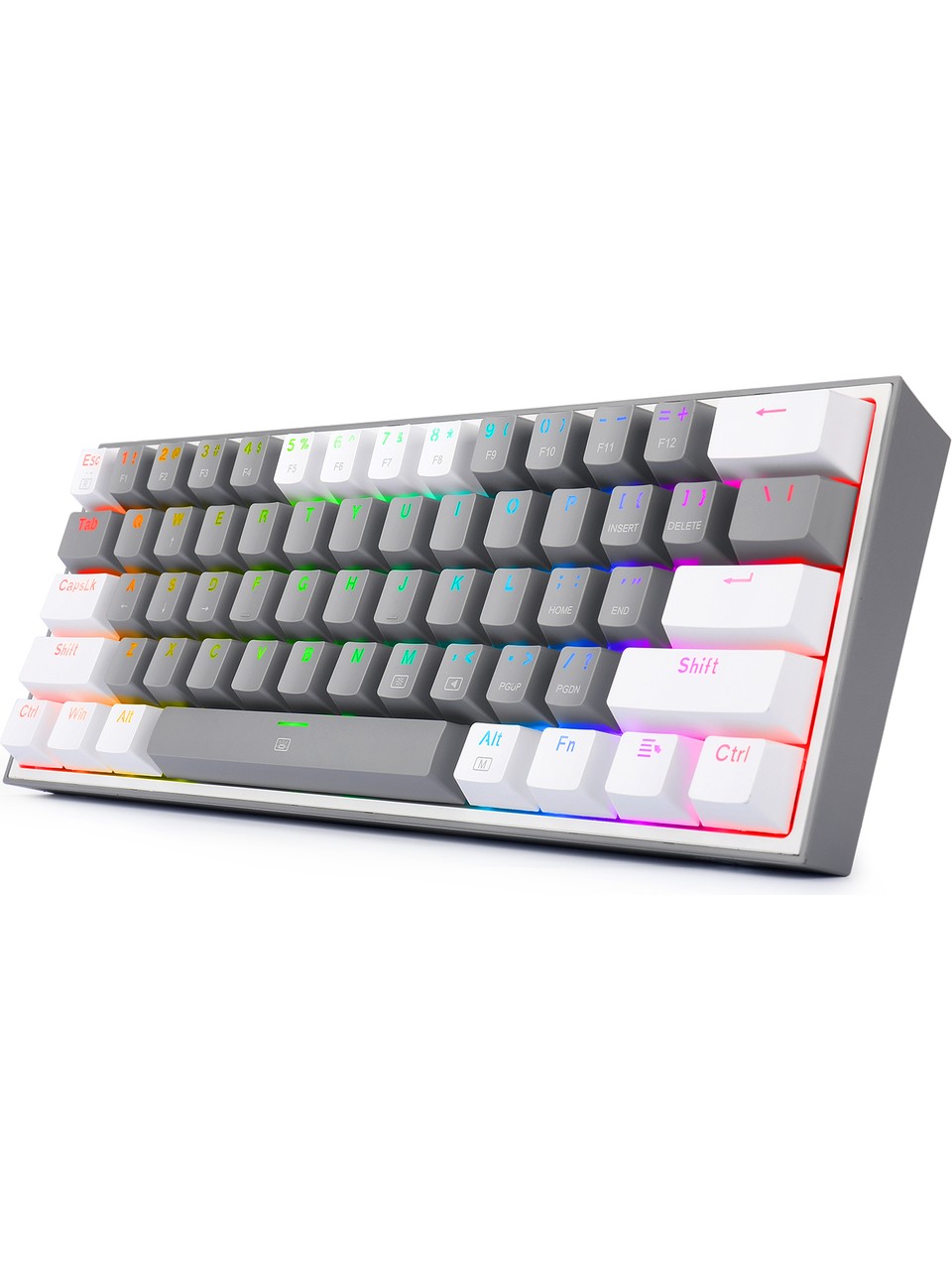 REDRAGON K617-RGB Gw Fızz %60 Kablolu Mekanik Klavye,Türkçe, Red Switch, Gri/beyaz