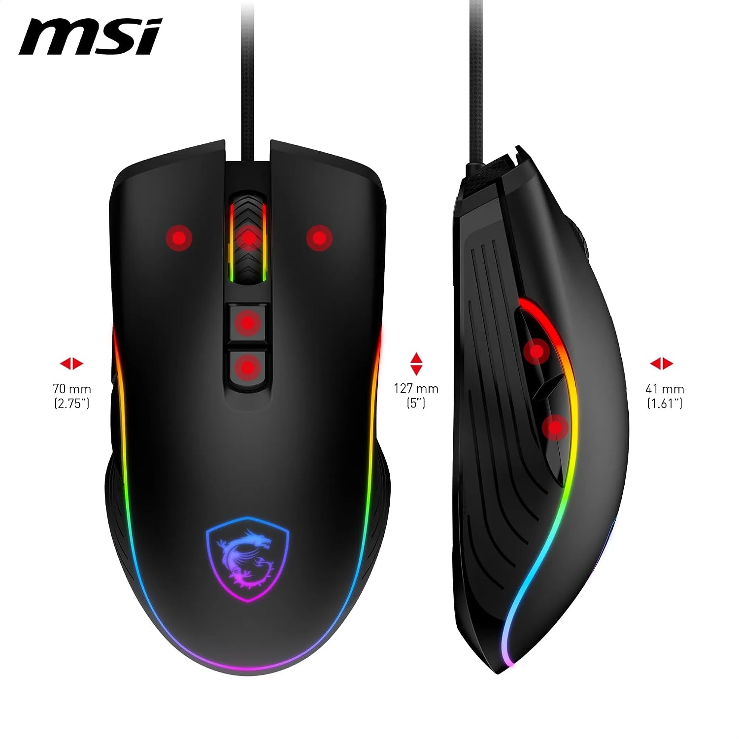 MSİ FORGE GM300 SİYAH RGB GAMİNG OYUNCU MOUSE